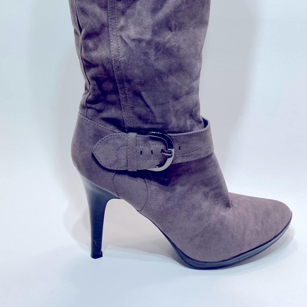 Worthington suede like purple tall boots zippered